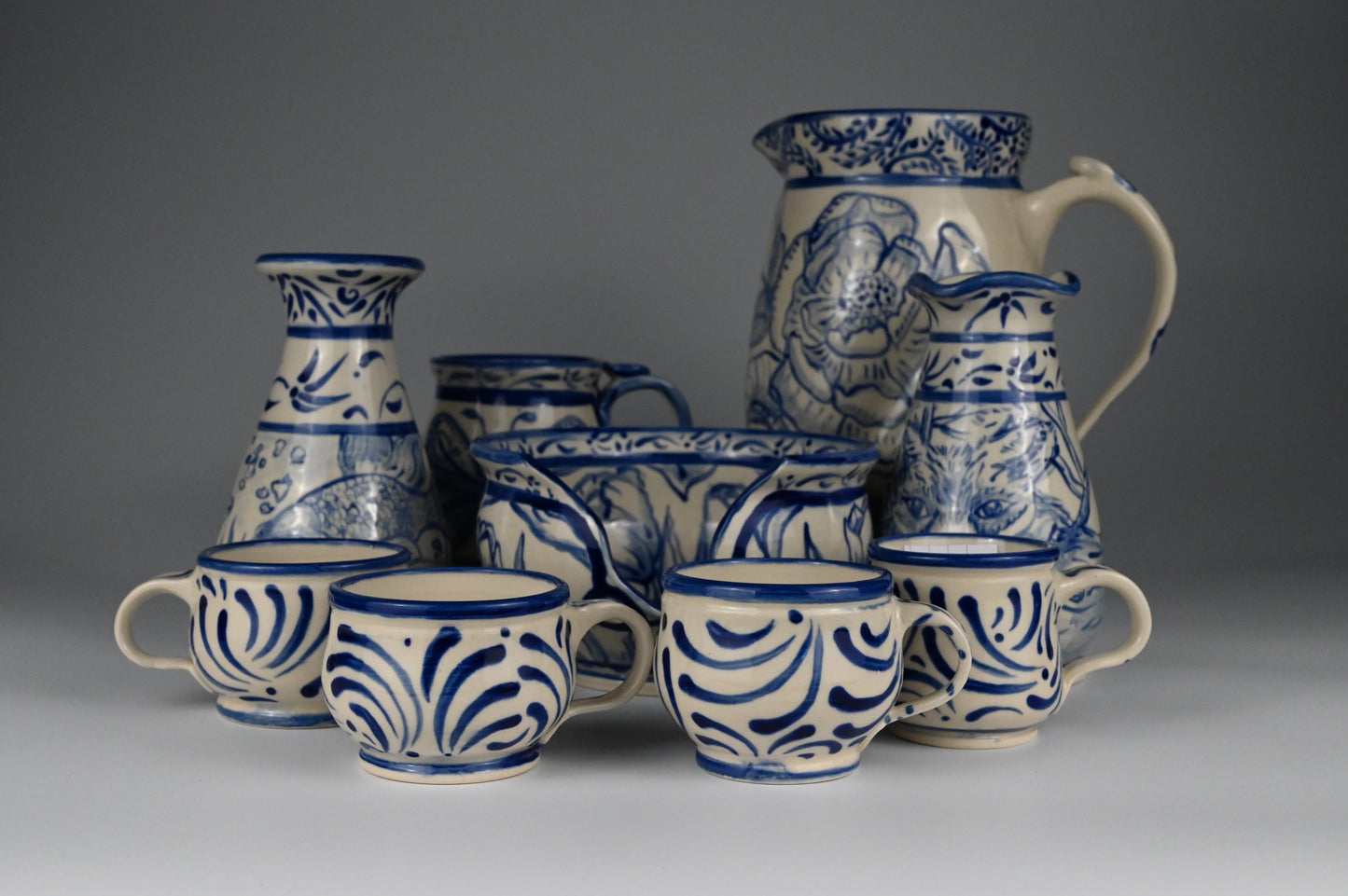 Hand-Painted Delft Fox Vase