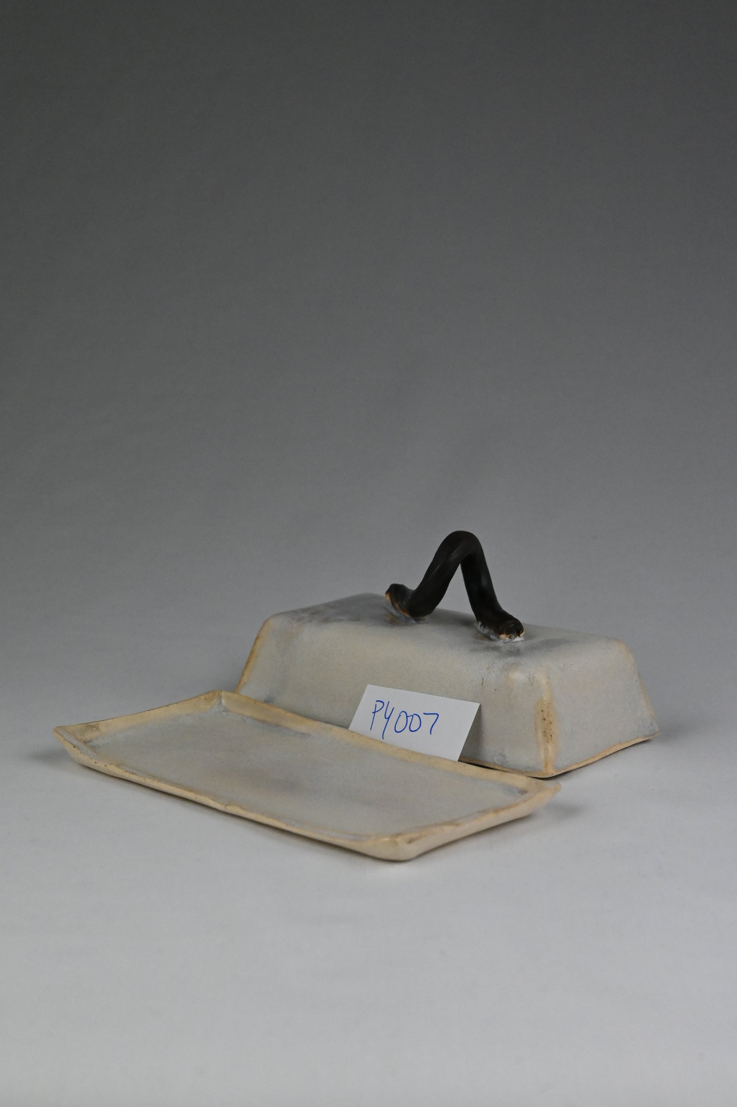 Butter Dish - White with Wrought Iron Handle