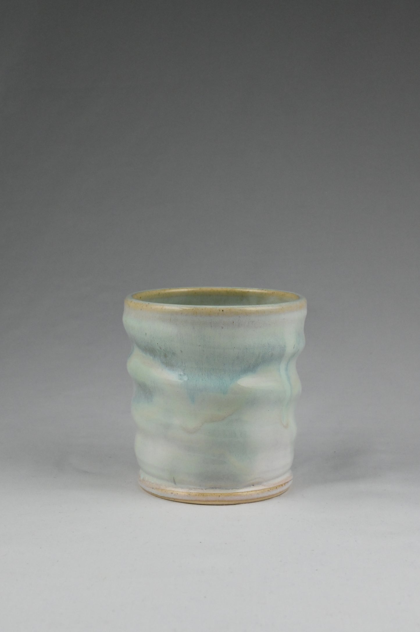 Small Vase / Pencil Holder - Turquoise and White