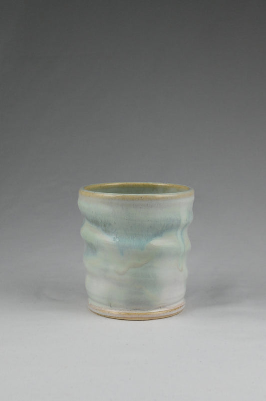 Small Vase / Pencil Holder - Turquoise and White