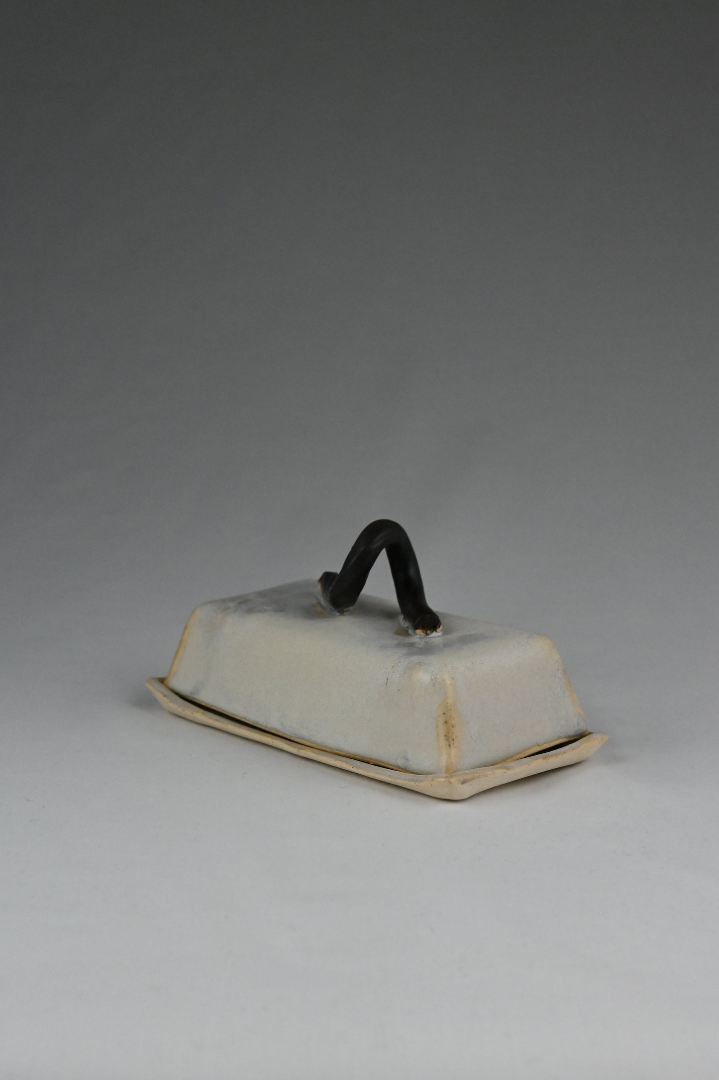 Butter Dish - White with Wrought Iron Handle