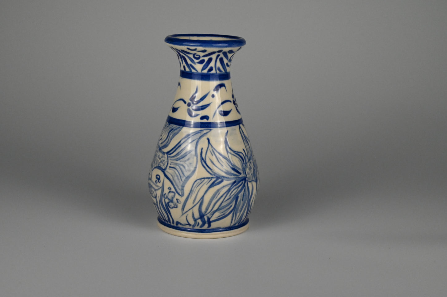 Hand-Painted Delft Fish Vase
