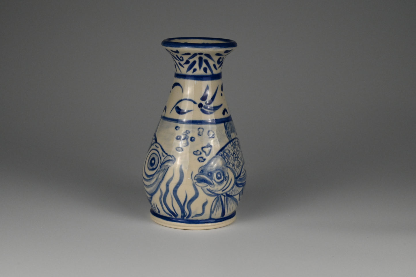 Hand-Painted Delft Fish Vase