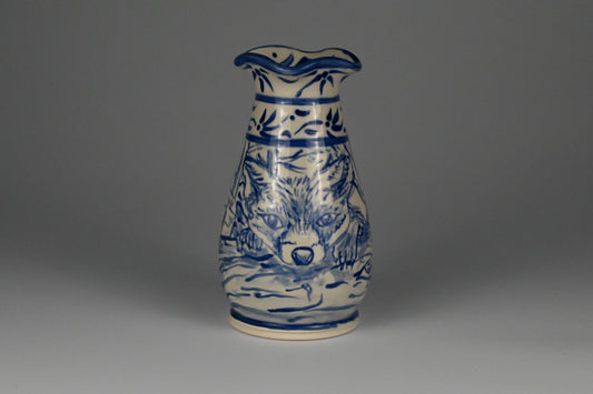 Hand-Painted Delft Fox Vase