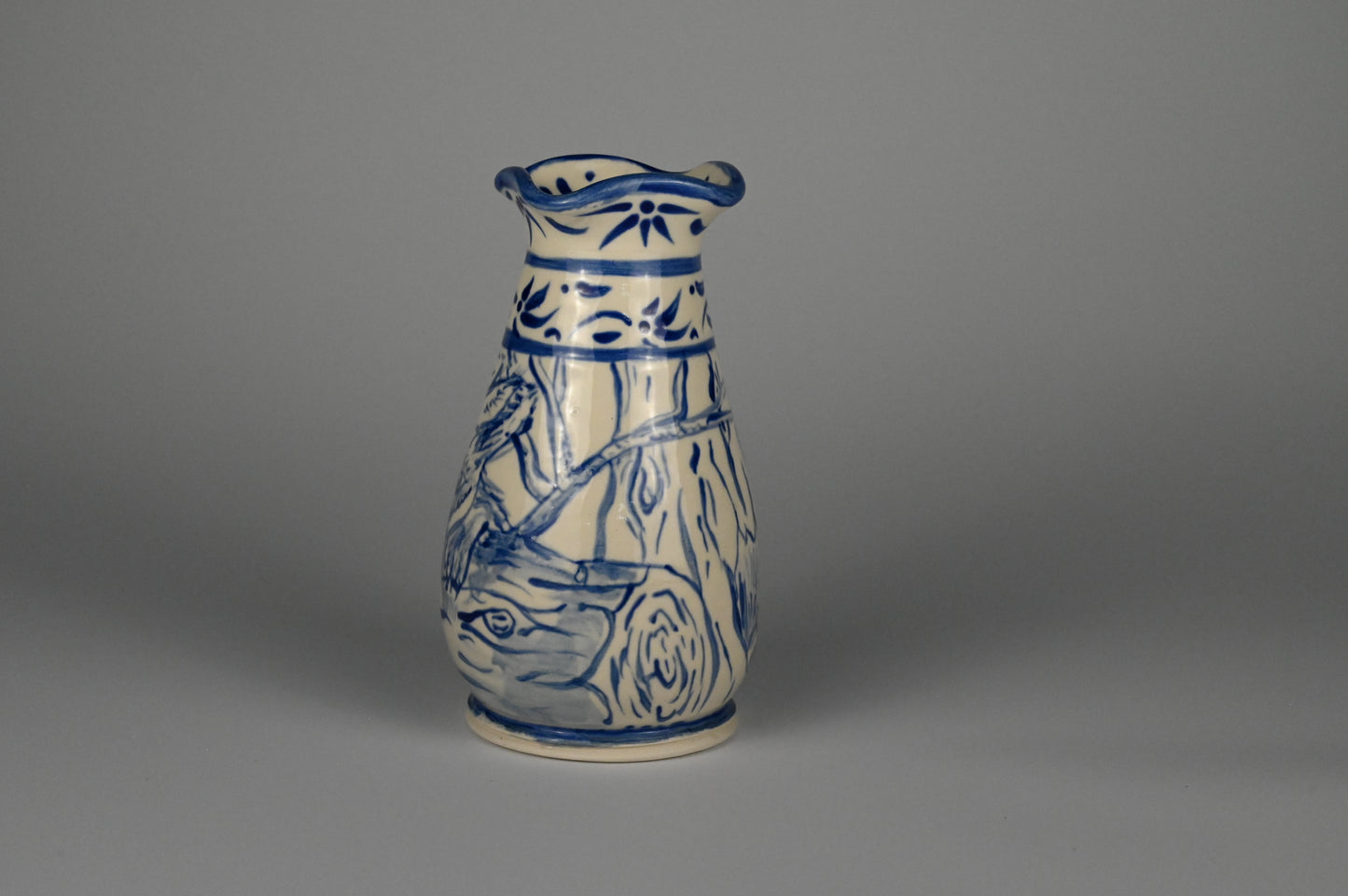 Hand-Painted Delft Fox Vase