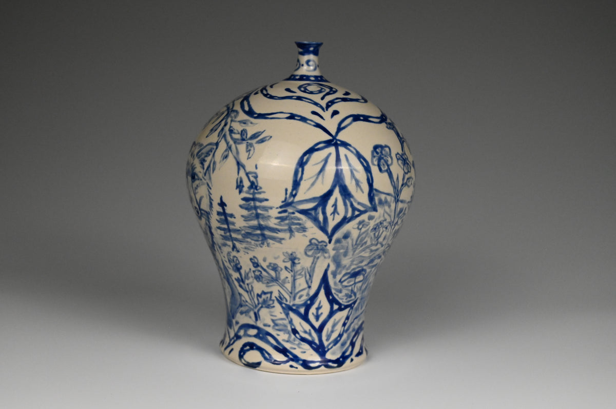 Special Edition Fox in Woods Vase - Painted Cobalt Collection