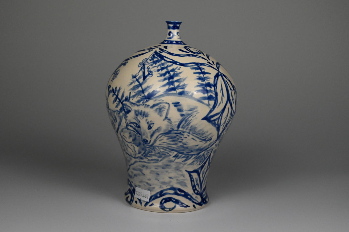 Special Edition Fox in Woods Vase - Painted Cobalt Collection