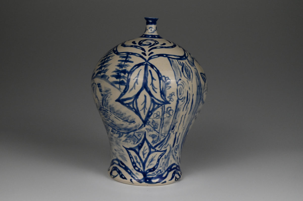 Special Edition Fox in Woods Vase - Painted Cobalt Collection