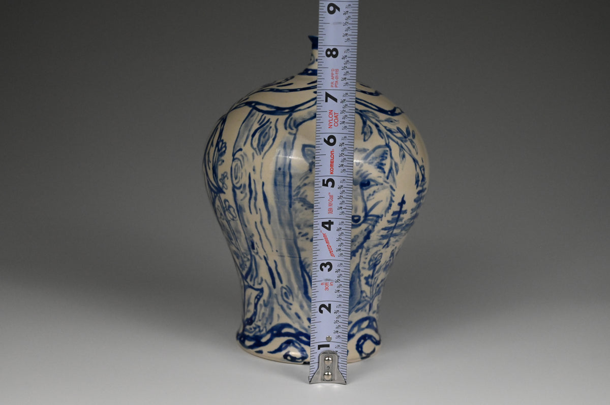Special Edition Fox in Woods Vase - Painted Cobalt Collection