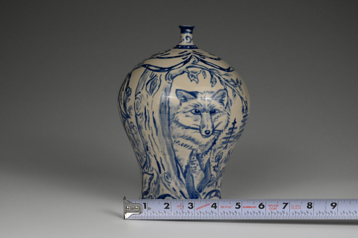 Special Edition Fox in Woods Vase - Painted Cobalt Collection