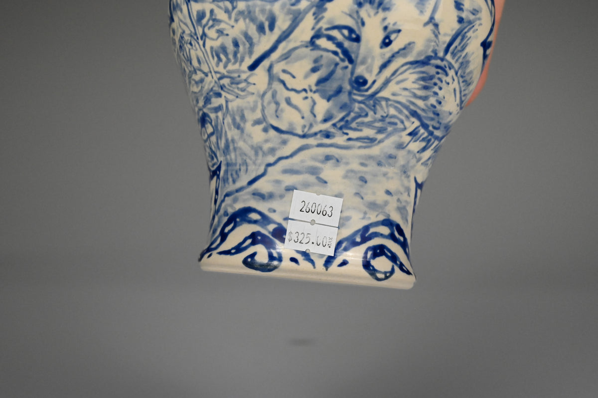 Special Edition Fox in Woods Vase - Painted Cobalt Collection